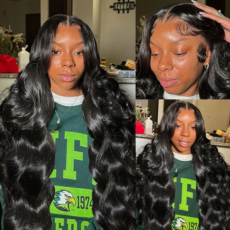 Klaiyi Hair 360 Body Wave Transparent Lace Frontal Wig Full Lace Wigs 180% Density Human Hair Wigs Flash Sale