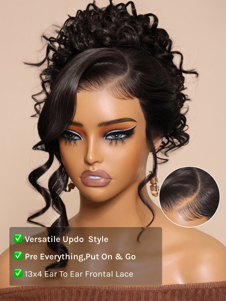 Klaiyi Body Wave No Glue Wigs 13x4 Invisible Transparent Lace Front Human Hair Wigs Pre-everything Wig