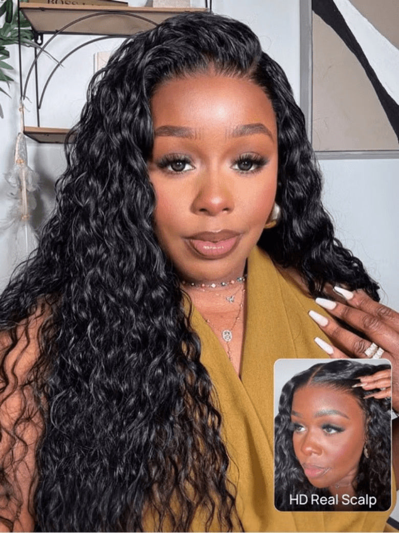Flash Sale Klaiyi Water Wave 7x5 Bye Bye Knots /13x4 Pre-everything Put On and Go Glueless Human Hair Wigs