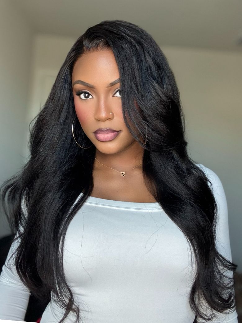Klaiyi Hair 4 Bundles Kinky Straight Human Hair Weave Natural Black Color Virgin Hair High Quality