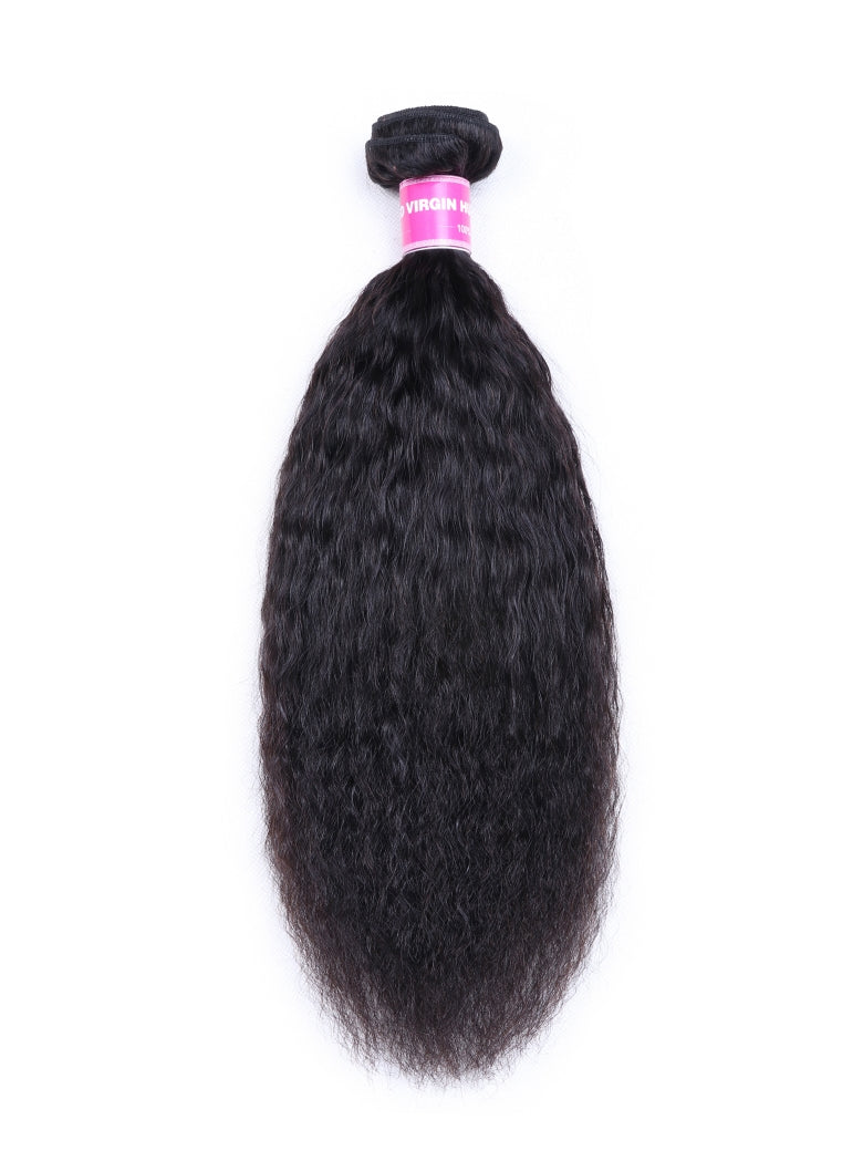 Klaiyi Hair 4 Bundles Kinky Straight Human Hair Weave Natural Black Color Virgin Hair High Quality