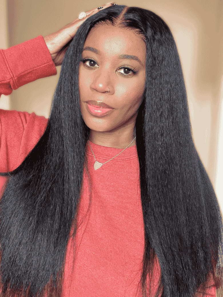 Klaiyi Hair 4 Bundles Kinky Straight Human Hair Weave Natural Black Color Virgin Hair High Quality