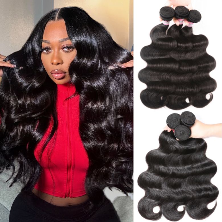 Klaiyi Hair 3 Bundles Body Wave Virgin Hair 100% Unprocessed Human Hair Extension Deals