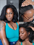Klaiyi Yaki Straight Bob 13x4 Pre Everything Put On and Go Glueless Wig Pre-Cut Lace Wig Beginner Friendly