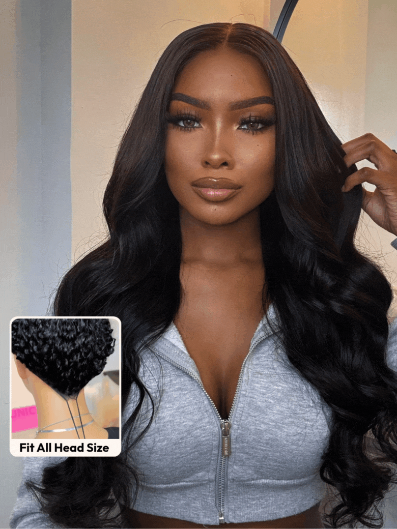 Klaiyi Body Wave Easicontour V Part Glueless Wig with invisi Drawstring Human Hair Meets Real Scalp Beginner Friendly