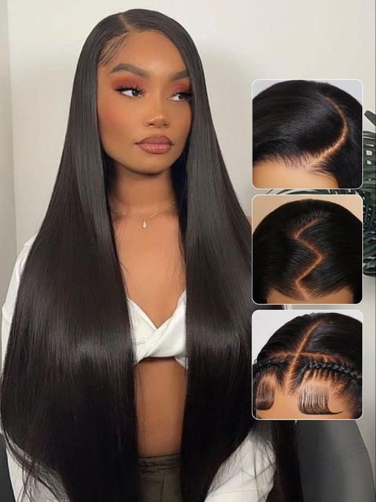 Klaiyi Silky Straight 13x4 Pre-Everything Lace Frontal Wig Real Ear To Ear Pre-Cut Lace Frontal Super Secure Wig