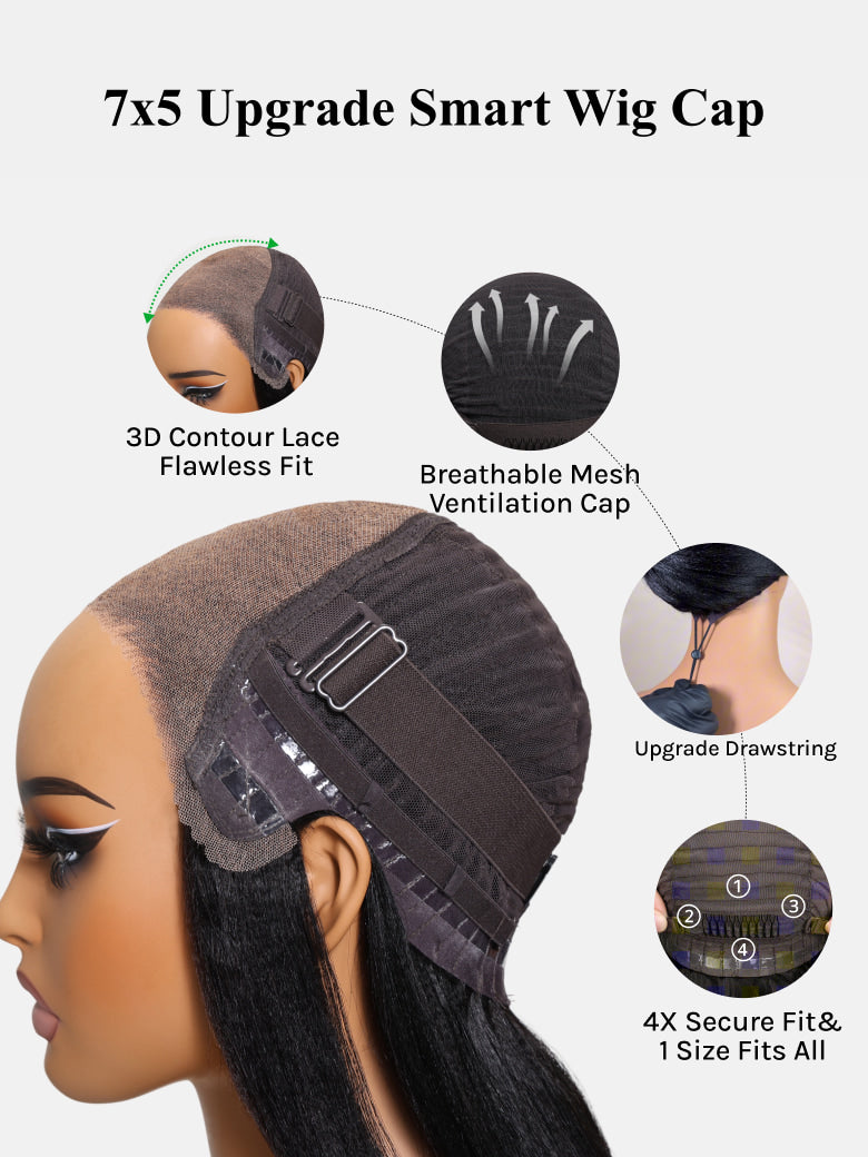 Klaiyi Ombre Highlight Blonde Body Wave 7x5 Bye Bye Knots Lace Wig Human Hair Put on and go Wigs