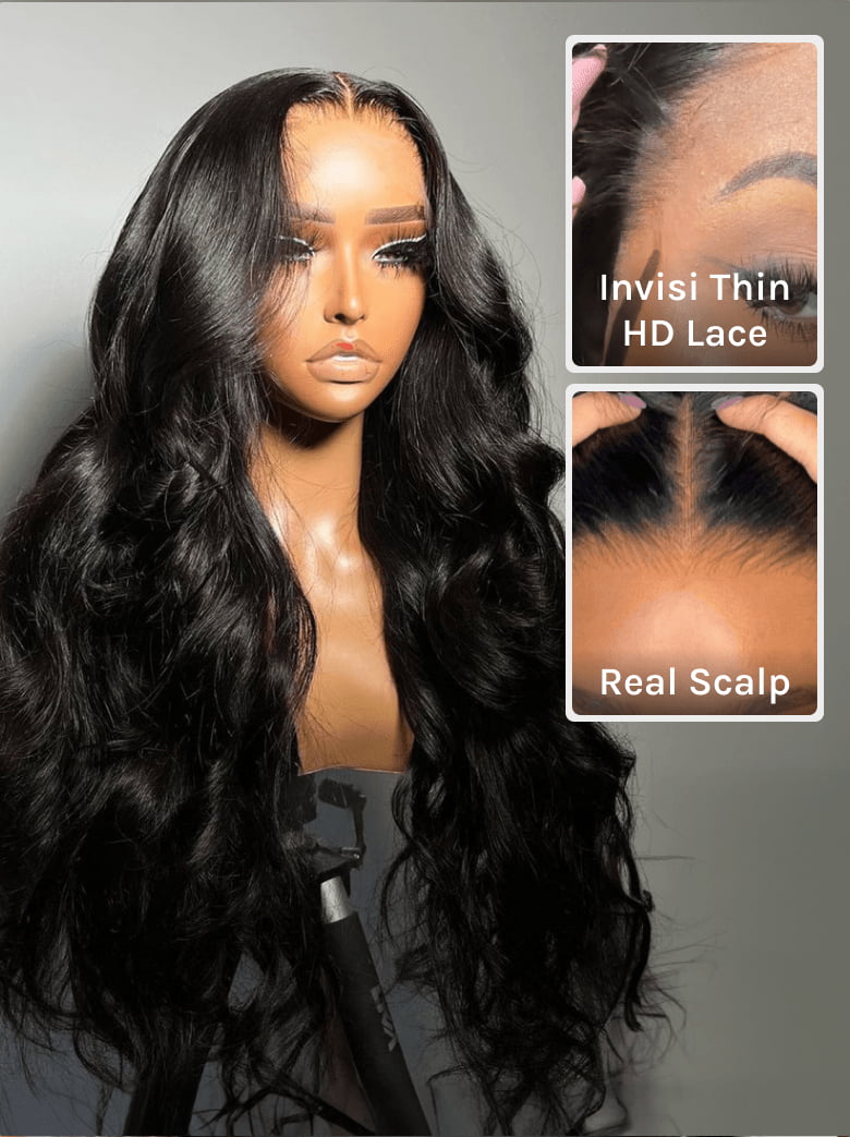 Klaiyi 13x4 Body Wave Pre-Everything™ Lace Frontal Wig Byebye Glue Lace Front Wigs with Invisible Knots