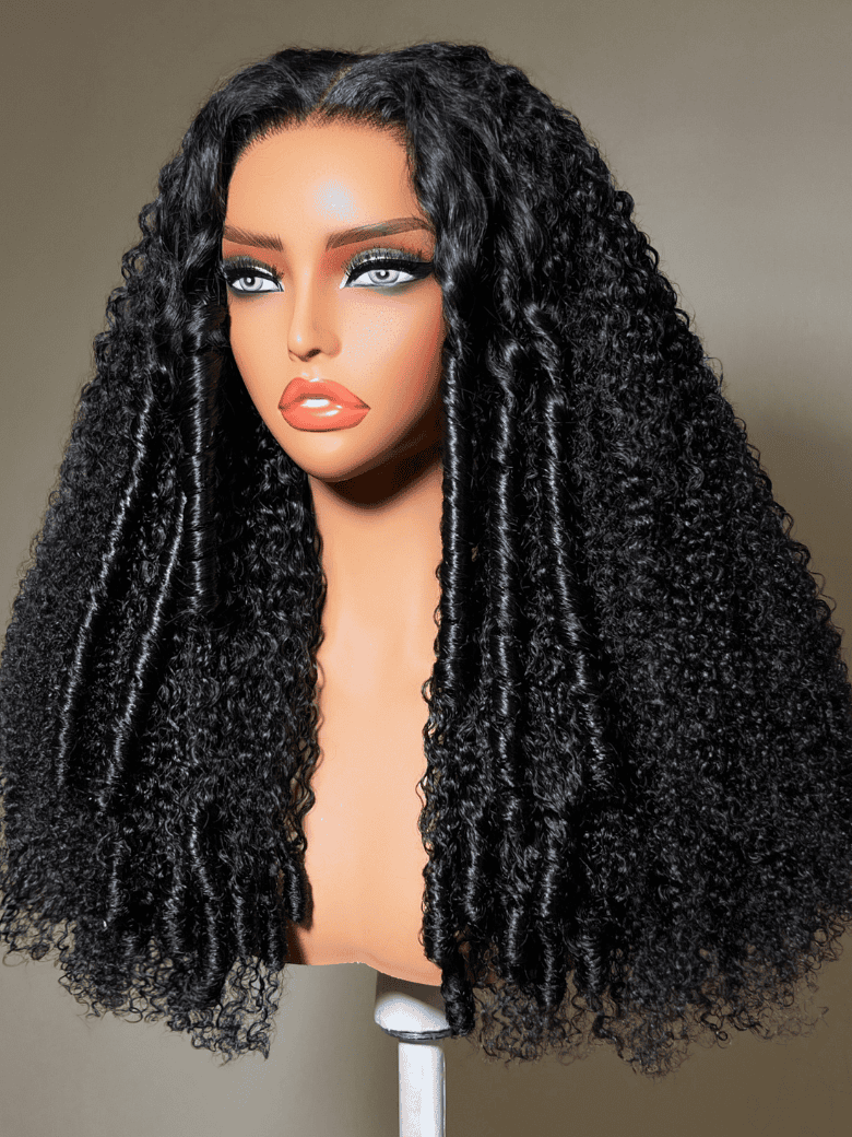 Klaiyi 4c Kinky Edge Kinky Curly Skin Melt 7x5 Bye Bye Knots Wig Virgin Human Hair Natural Hairline