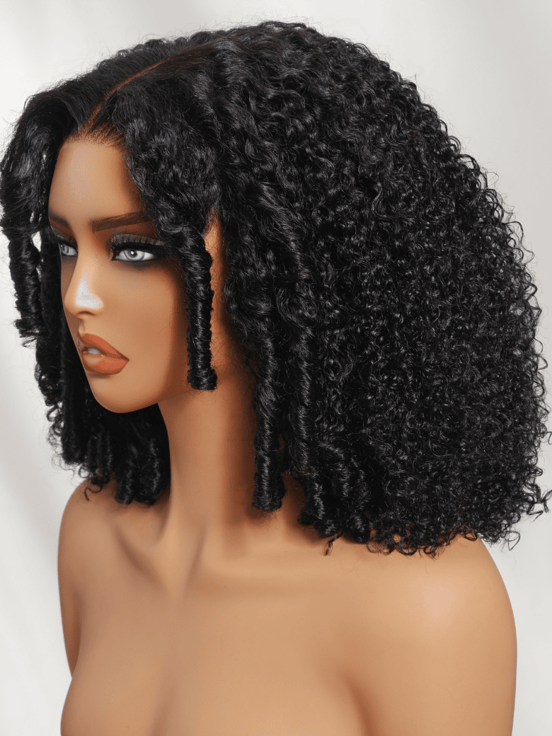 Klaiyi 4c Kinky Edge Kinky Curly Skin Melt 7x5 Bye Bye Knots Wig Virgin Human Hair Natural Hairline