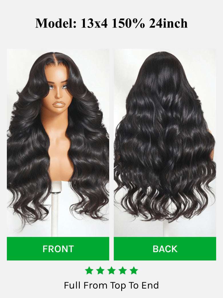 Klaiyi 13x4 Body Wave Pre-Everything™ Lace Frontal Wig Byebye Glue Lace Front Wigs with Invisible Knots