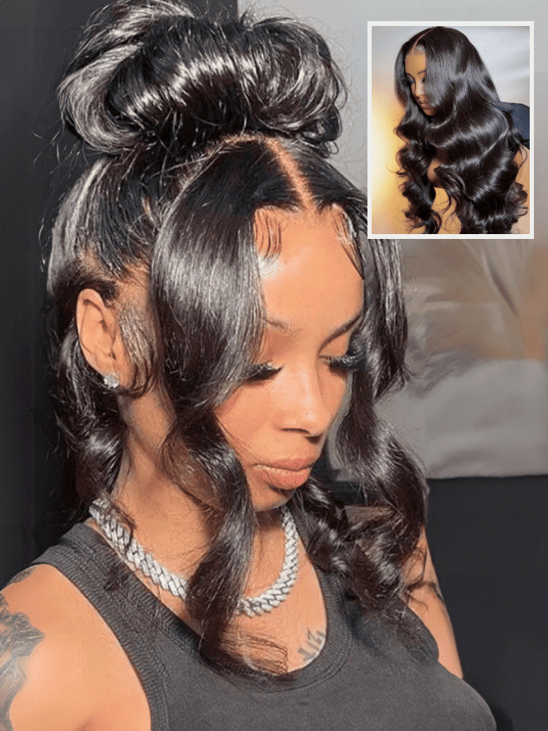 Klaiyi 13x4 Body Wave Pre-Everything™ Lace Frontal Wig Byebye Glue Lace Front Wigs with Invisible Knots