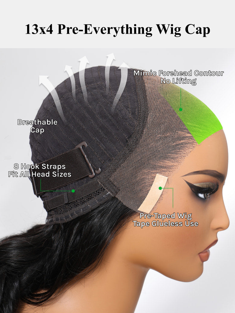 Klaiyi Yaki Straight Bob 13x4 Pre Everything Put On and Go Glueless Wig Pre-Cut Lace Wig Beginner Friendly