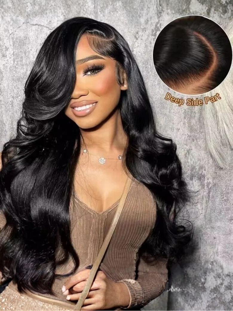 Klaiyi Body Wave No Glue Wigs 13x4 Invisible Transparent Lace Front Human Hair Wigs Pre-everything Wig