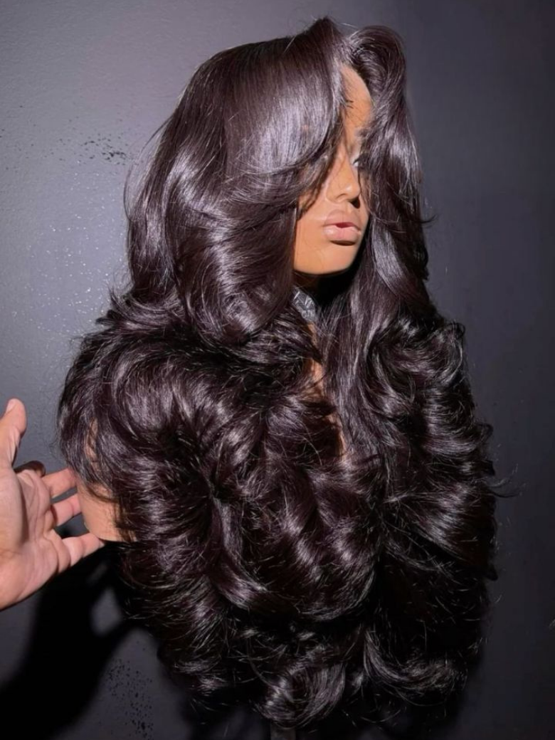 Klaiyi Body Wave No Glue Wigs 13x4 Invisible Transparent Lace Front Human Hair Wigs Pre-everything Wig