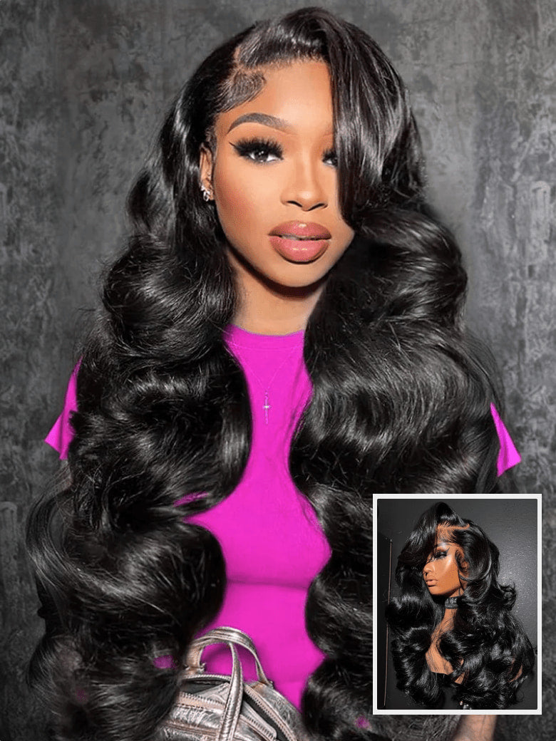 Klaiyi 13x4 Body Wave Pre-Everything™ Lace Frontal Wig Byebye Glue Lace Front Wigs with Invisible Knots