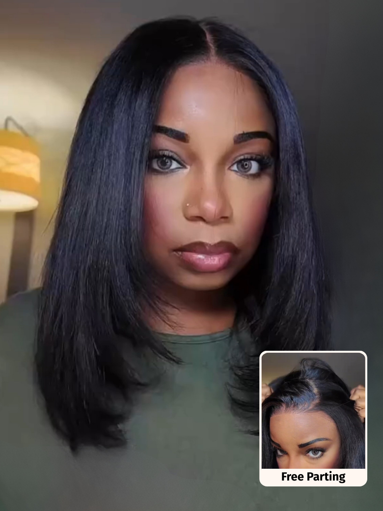 Klaiyi Light Yaki Straight Put On & Go Glueless Bob Wig 7x5 Lace Closure Wig Beginner Friendly Human Hair Wig Flash Sale