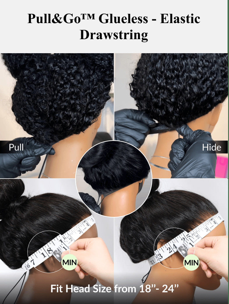 Klaiyi Afro Kinky Curly & Jerry Curly Reddish Brown 200% Density 7x5 Bye Bye Knots Lace Closure Put On and Go Glueless Wig