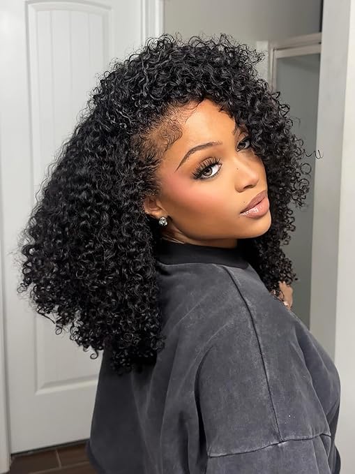 Klaiyi 4c Kinky Edge Kinky Curly Skin Melt 7x5 Bye Bye Knots Wig Virgin Human Hair Natural Hairline