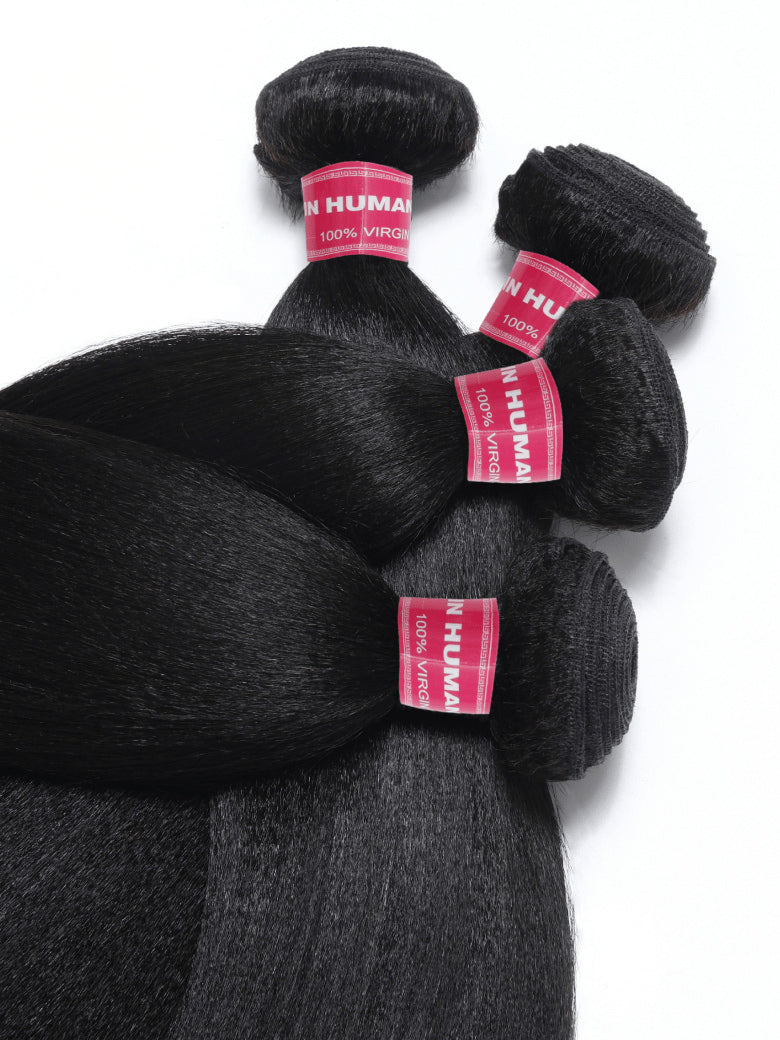 Klaiyi Light Yaki Straight Human Hair Bundles Most Natural Yaki Weave 2/3/4 Bundles/Pack
