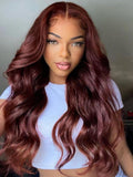 Klaiyi Brunette Auburn Copper 7x5 Pre everything Lace Frontal Wig Body Wave Virgin Human Hair Reddish Brown Color