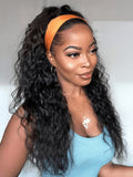 Klaiyi Hair HookFit Water Wave Headband Glueless Human Hair Wig With Invisi Drawstring