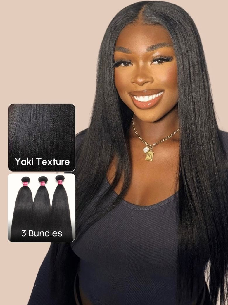 Klaiyi Light Yaki Straight Human Hair Bundles Most Natural Yaki Weave 2/3/4 Bundles/Pack