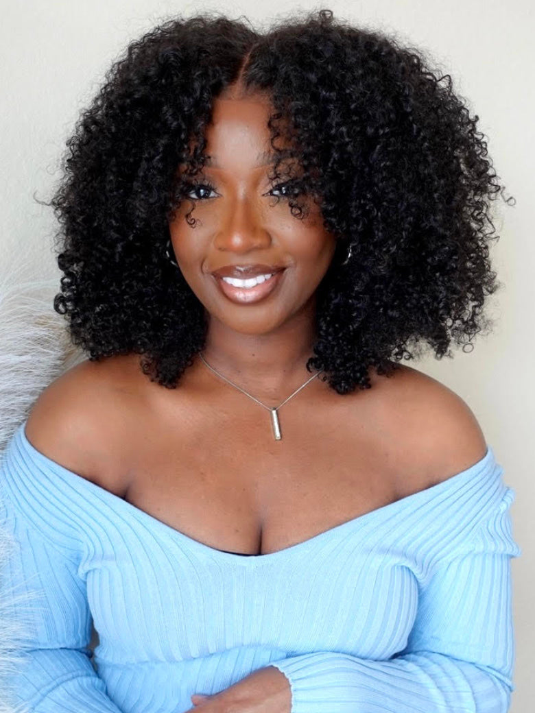 Klaiyi 4C Kinky Edge Wig Realistic Super Natural 4C Kinky Curly 7x5 Bye Bye Knots Wig Flash Sale