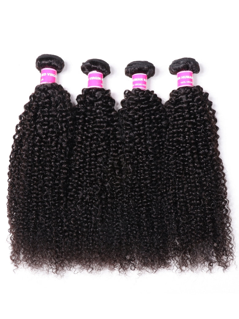 Klaiyi Hair 4 Bundles Kinky Curly Virgin Brazilian Human Hair Weave Best Unprocessed Human Hair