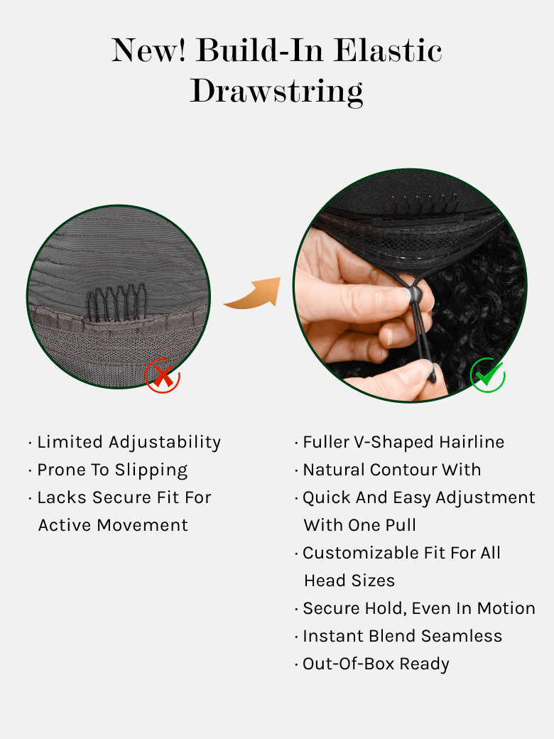 Klaiyi New EasiContour V Part Jerry Curly Wig Glueless Protective Style Human Hair Beginner Friendly Wig