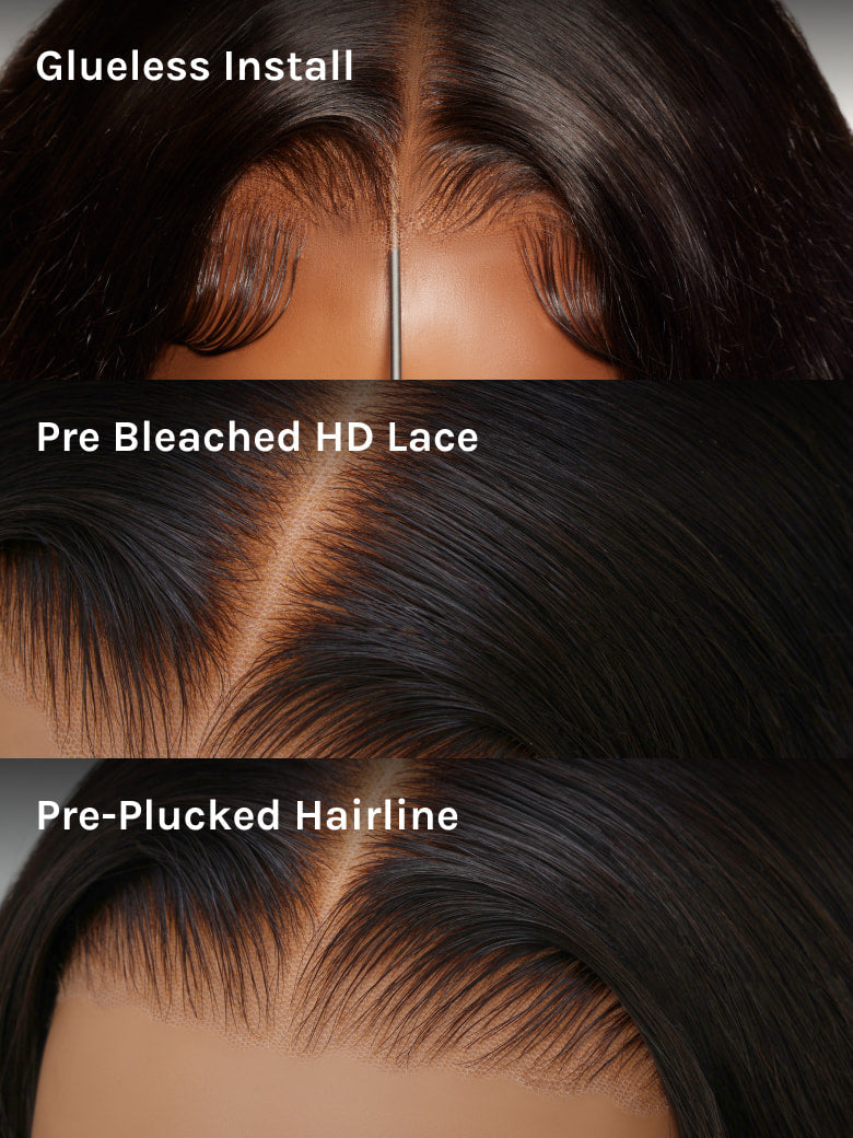 Klaiyi Black Cherry Layered Cut Straight/Loose Wave 7x5 and 13x4 Pre-Everything Lace Frontal Wig Put on and Go Glueless Wig