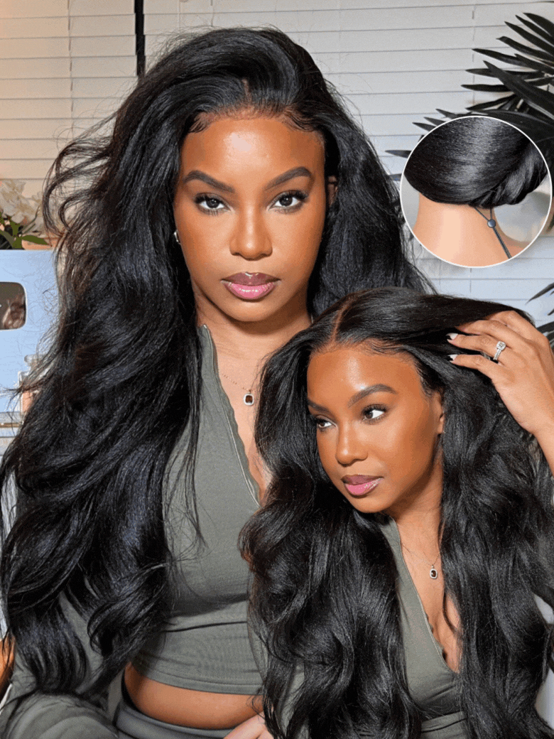 Klaiyi Yaki Straight Put On and Go Glueless Lace Wigs 7x5 Bye Bye Knots Human Hair Lace Wig