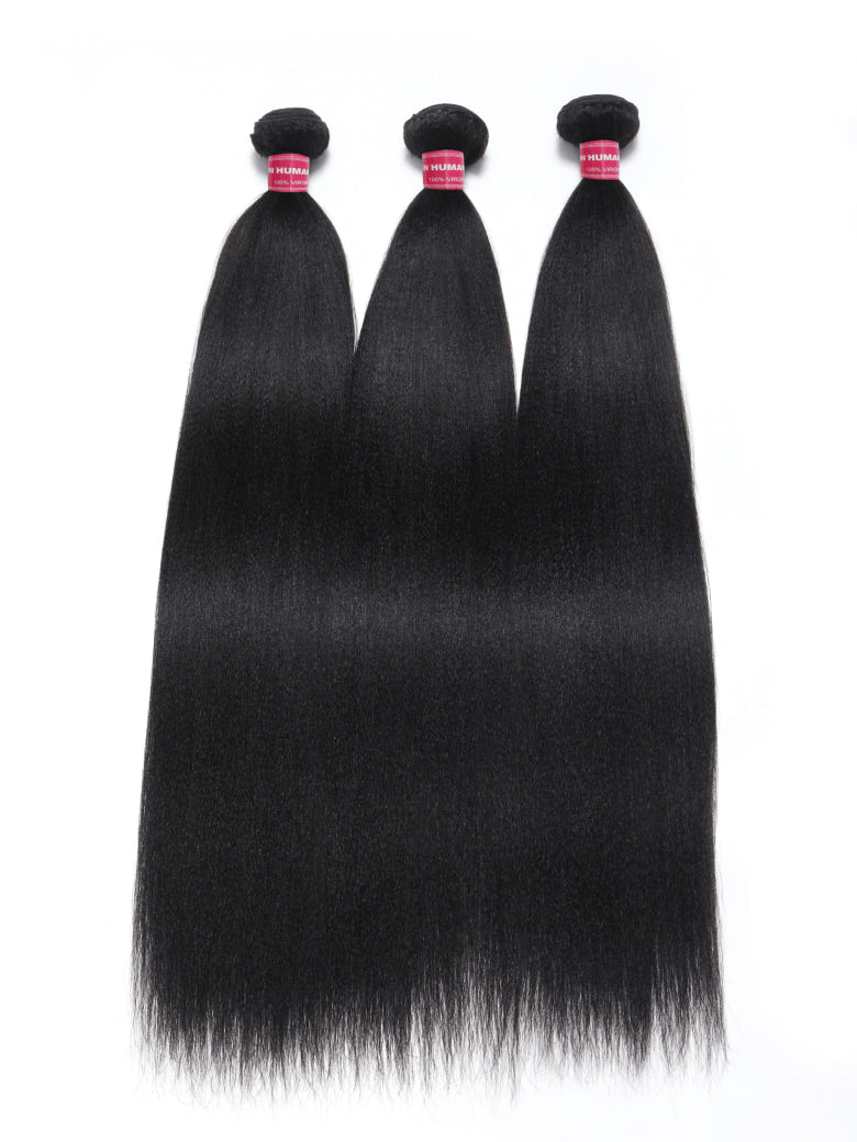 Klaiyi Light Yaki Straight Human Hair Bundles Most Natural Yaki Weave 2/3/4 Bundles/Pack